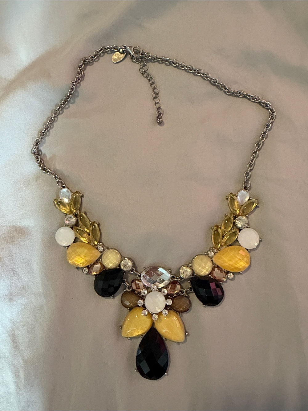 Statement Yellow and Black Crystal Bib Necklace